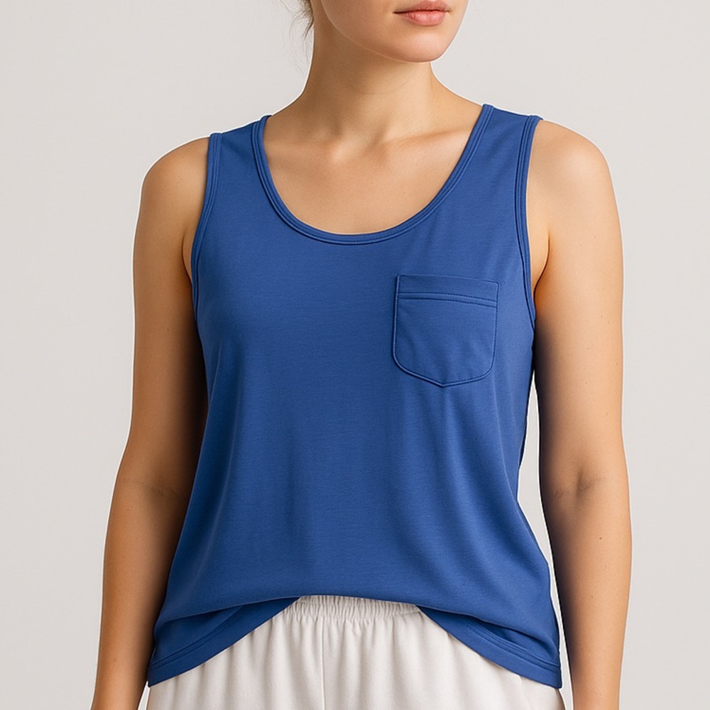 🆕 State of Day Blue Tank Top XS Stretch Casual Summer Sleeveless Loungewear